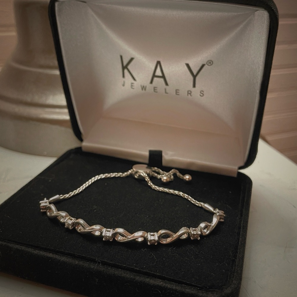 Kay Jewelers Bolo Bracelet Infinity Symbols Sterling Silver 9.5"